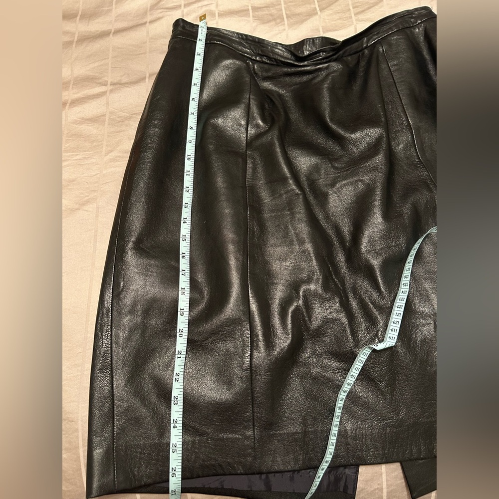 Liz Claiborne Rich Black Lambskin Leather Pencil Skirt - Picture 8 of 8